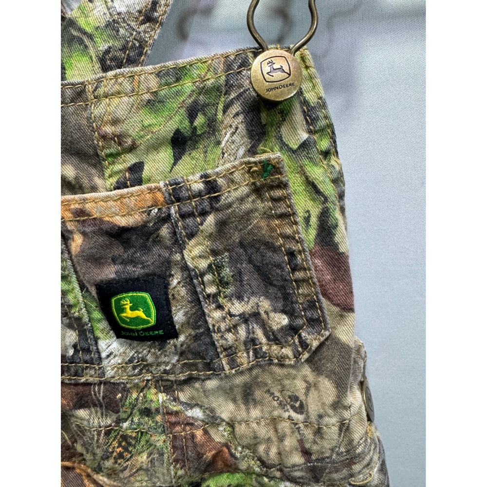 John Deere Toddler 3T Mossy Oak Camo Overalls Cotton Bib Hunting Workwear 3N/3B - Picture 2 of 7